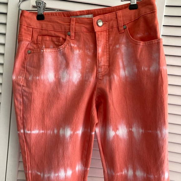 Gemma + Jane Size 4 Orange Sherbert Tie Dye and Lace Bell Bottom Jeans - Picture 2 of 10